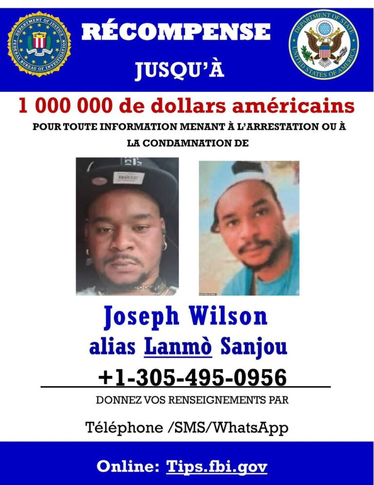 L’Ambassade des États-Unis offre un million de dollars pour l’arrestation ou la capture de « Lanmò San Jou »