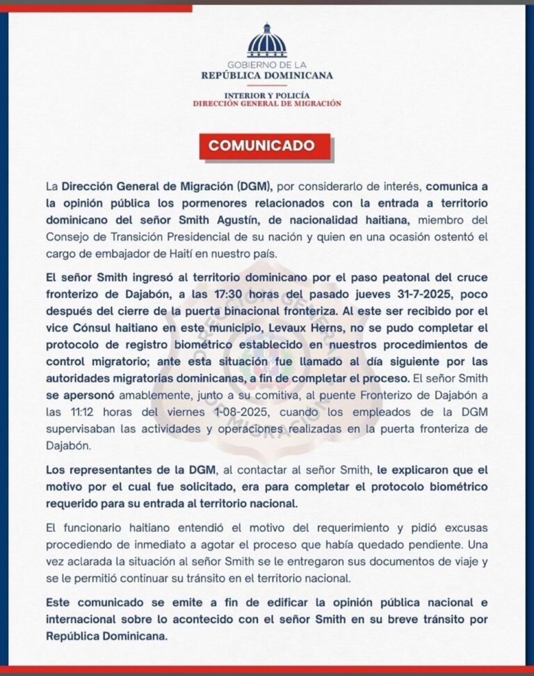 Smith Augustin : la République dominicaine dément toute arrestation