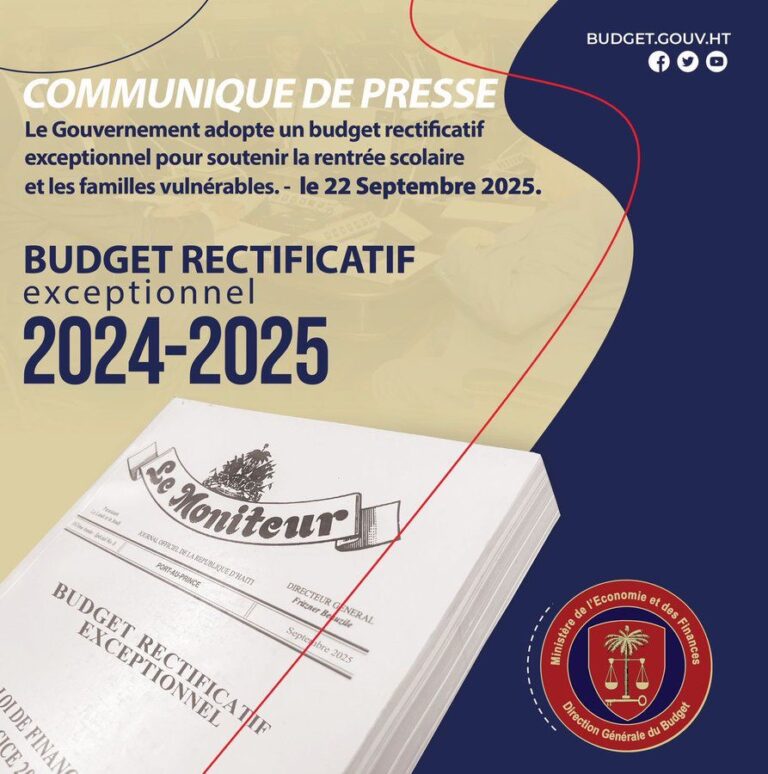 Le gouvernement haïtien adopte un budget rectificatif à la fin de l’exercice fiscal