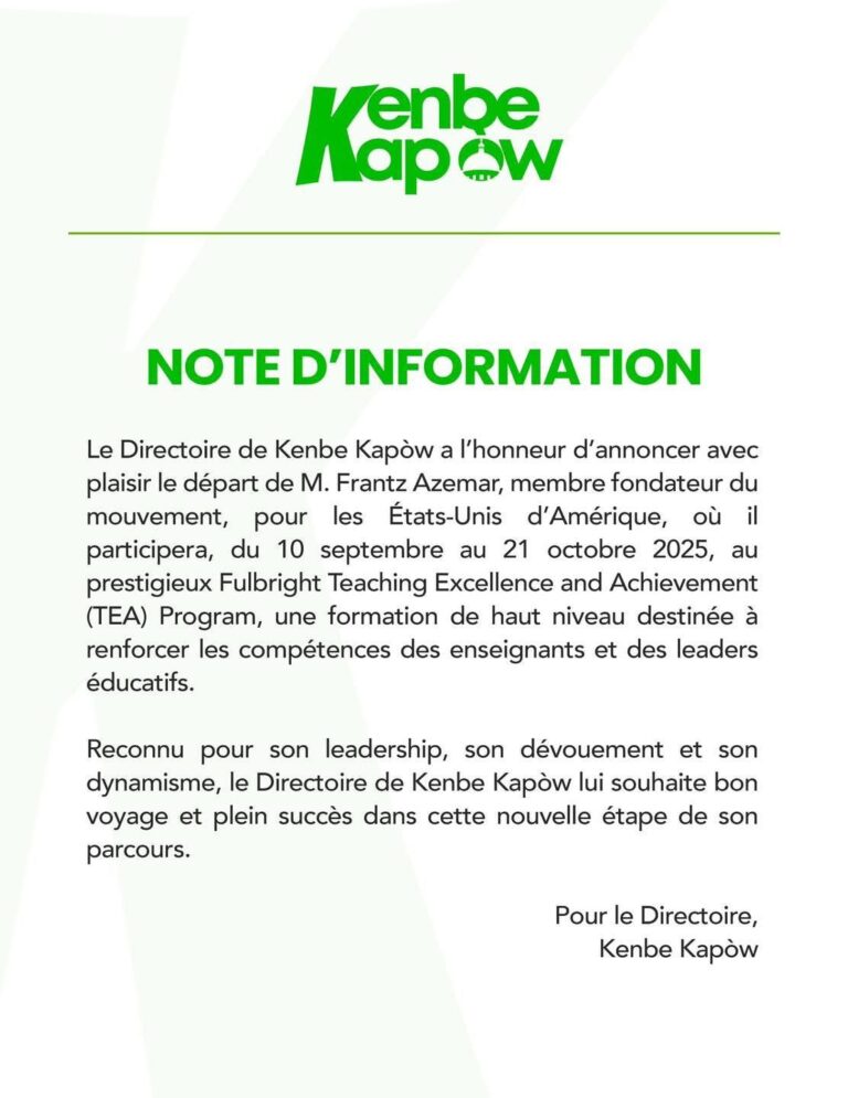 Programme Fulbright TEA aux États-Unis: Frantz Azemar, membre fondateur de Kenbe Kapòw, sélectionné