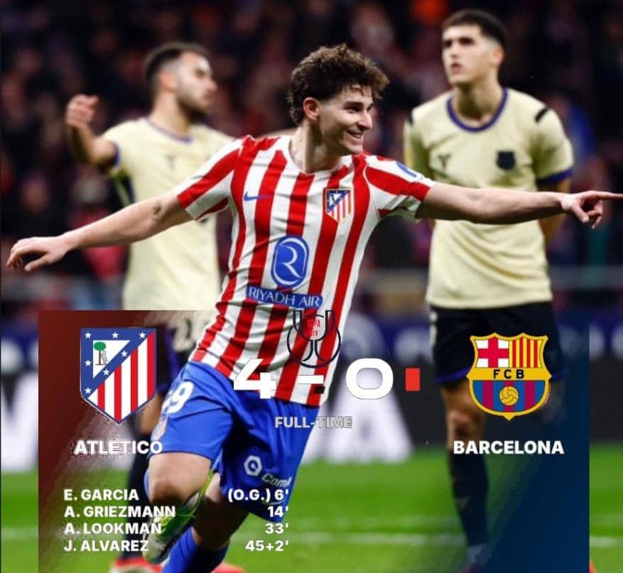 Atlético Madrid 4-0 FC Barcelone : un choc historique et un défi colossal pour le match retour